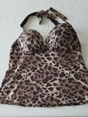 Wave Zone Shimmering Halter Swim Top